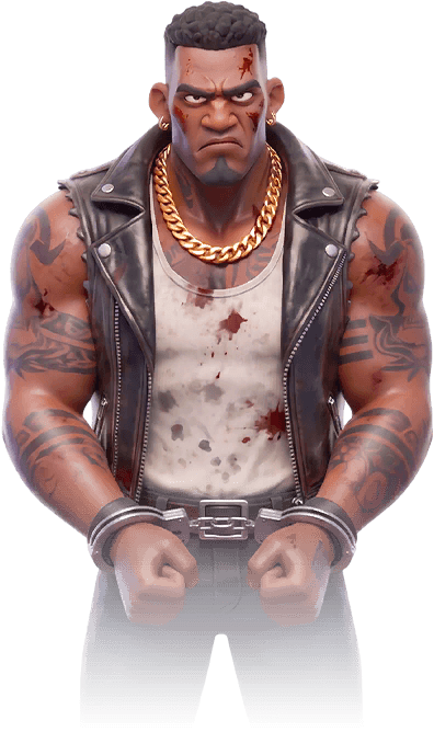 A handcuffed gang member from the Street Security theme