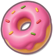 A pink-frosted donut with colored sprinkles
