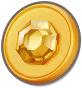 A gold coin with a gold gem set into its center